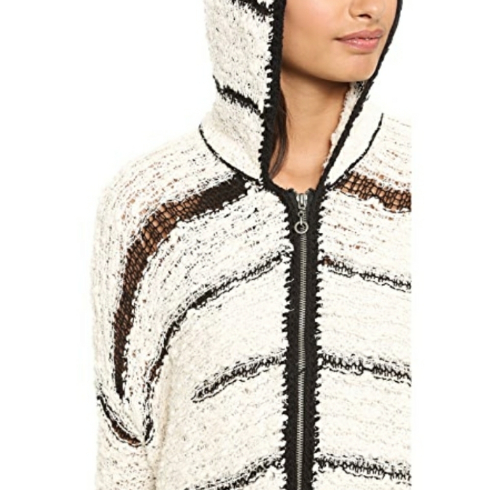 FREE PEOPLE CROPPED ZIP-UP SWEATER WITH HOOD - Picture 10 of 10